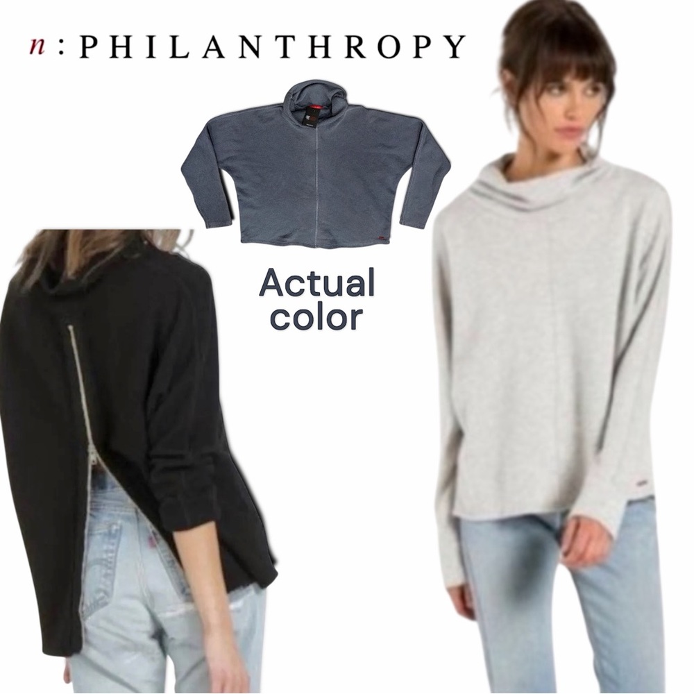 n:Philanthropy Zipper Back High Neck Pullover Sweatshirt